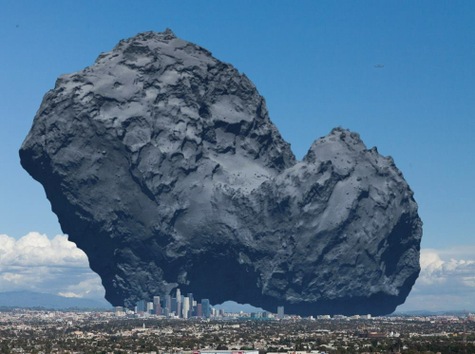  El cometa Rosetta en comparación con la ciudad de Los Ángeles